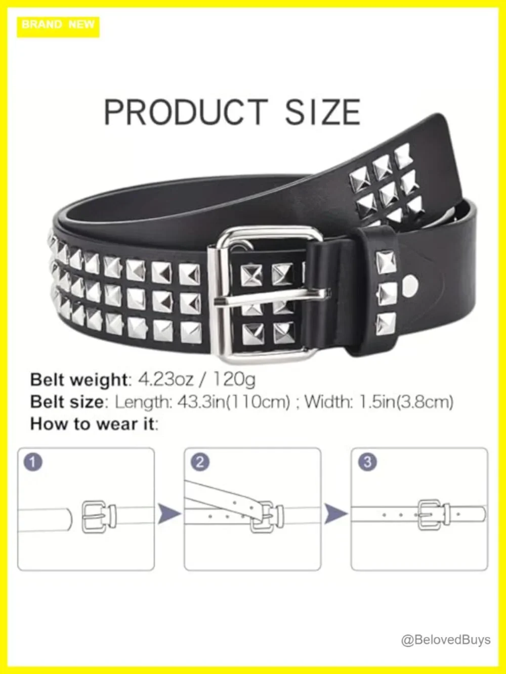 Punk Studded Belt Faux Leather Gothic Rocker Waist Adjustable